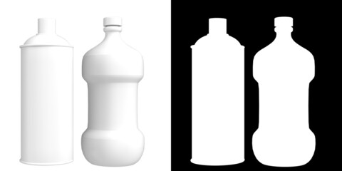 3D rendering illustration of a set of bathroom bottles