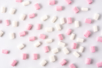 Sweet marshmallows topping isolated on white background