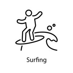 Surfing vector Outline Icon Design illustration. Activities Symbol on White background EPS 10 File