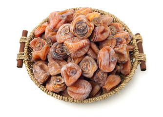 dried persimmon on white background 