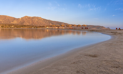 The gorgeous pink sand beaches of Elafonisi island on the southwest tip of Crete, Chania region, Greece.