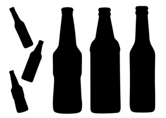Beer bottles in the set. Vector image.