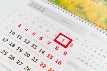 part of calendar for 2022. traditional gift for the New Year.