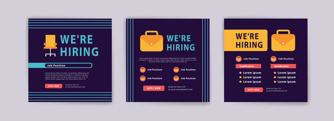 We're hiring. Job offer leaflet template. Job vacancy flyer poster template design