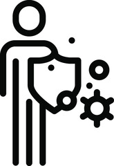 virus and shield,  immune system icon, vector
