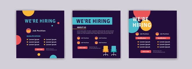We're hiring. Job offer leaflet template. Job vacancy flyer poster template design