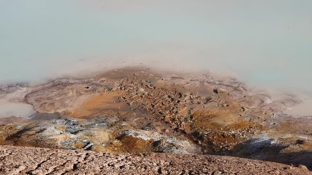 Hverir, a high-temperature geothermal area with steaming fumaroles