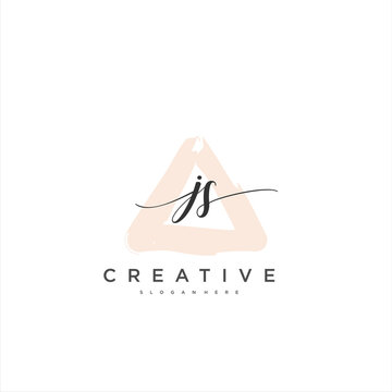 JS Initial handwriting minimalist geometric logo template vector art, Logo for business beauty, fashion, and other