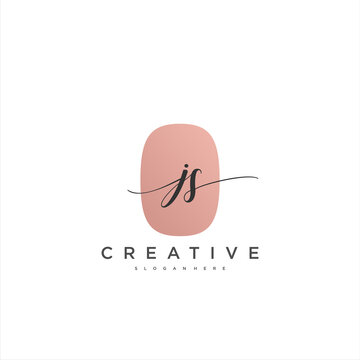 JS Initial handwriting minimalist geometric logo template vector art, Logo for business beauty, fashion, and other