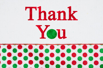Thank you message with red and green polka dots