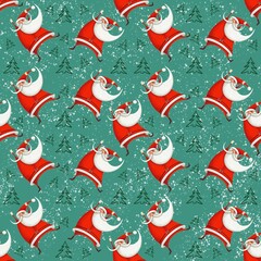 seamless pattern with Santa Claus and snow 
