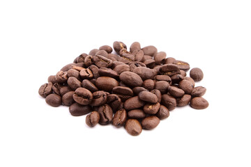 Roasted coffee beans isolated on white