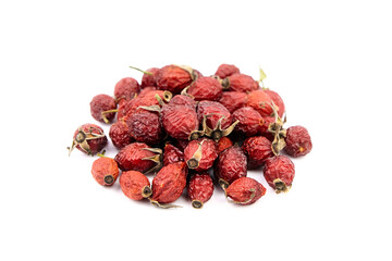 Dried rose hip berries isolated on white