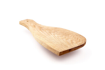 Ham wooden cutting board isolated on white