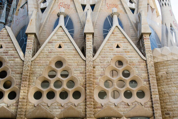 Facade of the Sagrada Familia church in Barcelona, Catalonia, Spain