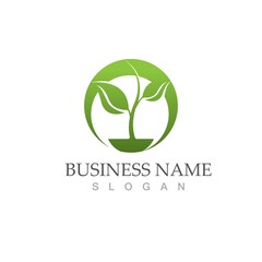 Logos of green Tree leaf ecology