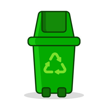 Green recycle garbage bin vector illustration Trash can Dumpster Flat design style Logo Icon Clipart