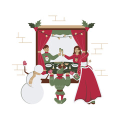 Obraz na płótnie Canvas Santa and christmas table