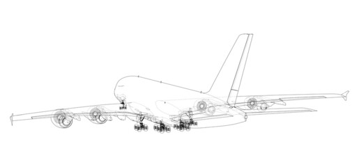 Passenger Airoplane. Vector rendering of 3d