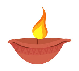 Candle for Diwali holiday semi flat color vector object. Realistic item on white. Traditional lanter for celebration isolated modern cartoon style illustration for graphic design and animation