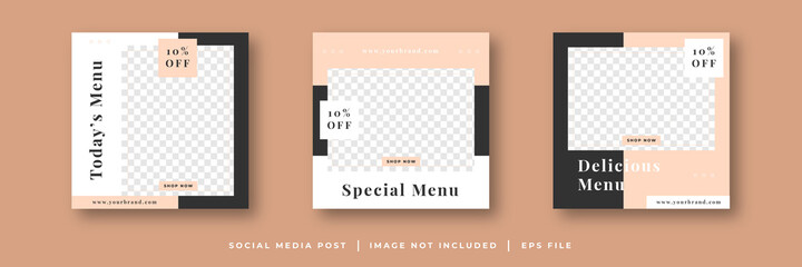 food menu social media post banner template collection