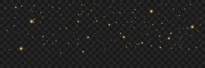 Glowing light effect with many glitter particles isolated on transparent background. Star cloud with dust. Vector 10ps