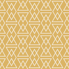 Fototapeta premium Background pattern with geometric ornament on a gold background. Fabric texture swatch, seamless wallpaper. Vector illustration