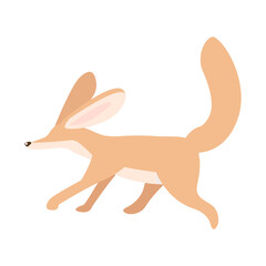 Fennec fox semi flat color vector character. Jumping figure. Full body animal on white. Cute small wild animal isolated modern cartoon style illustration for graphic design and animation