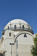 The Hurva Synagogue and the Caliph Omar mosque in the Jewish Quarter in the old city of Jerusalem, Israel