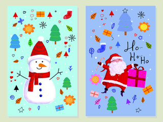 Set of Snowman icon character for Christmas days vector illustration.