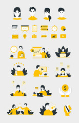 a set of flat illustration for web design on the topic of business
