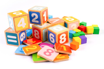 Math number colorful on white background, education study mathematics learning teach concept.