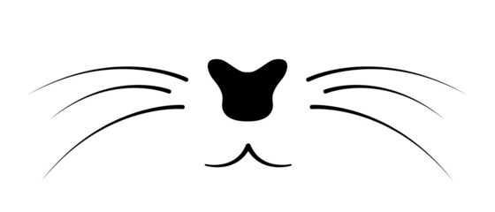Doodle cat mustache icon isolated on white.