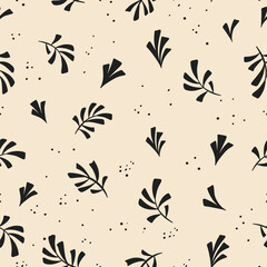 Seamless background. Floral style. Leaves of plants on a light background
