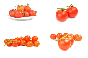 Group of tomatoes cherry isolated on a white background