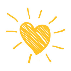 Sun symbol. Hand drawn smiling cute sun icon illustration. Doodle cartoon morning summer sketch suns isolated on white background. Vector.