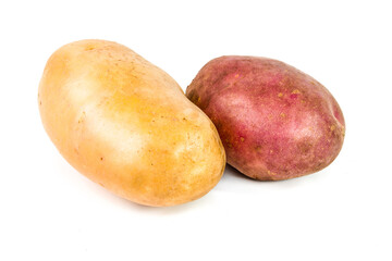 Two red and white potatoes