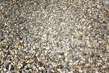 Background of sea stones under water. Flat layout.