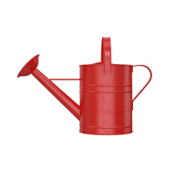 Fototapeta premium Metal watering can side view red on white background, 3d render