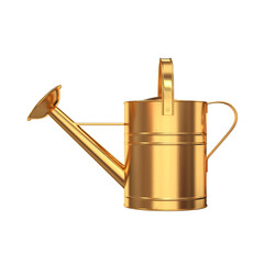 Metal watering can side view gold on white background, 3d render © salamahin