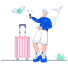 Fototapeta premium A travel blogger is going on a trip