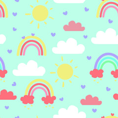 Pastel rainbow on an isolated blue background