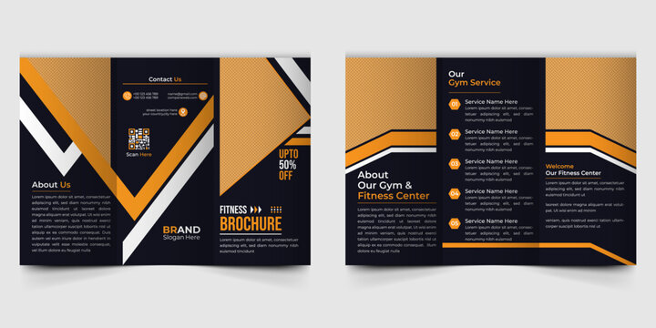 Abstract Fitness Gym Trifold Brochure Template