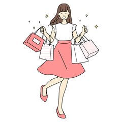 Illustration of a woman shopping, whole body.