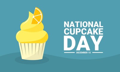 Vector illustration, lemon cupcake flat style, as a national cupcake day banner or poster.