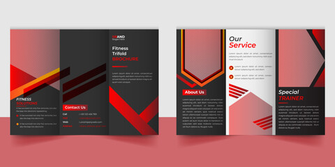 Abstract Fitness gym trifold brochure template
