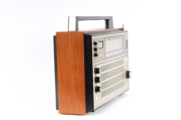 Classic radio receiver on white background