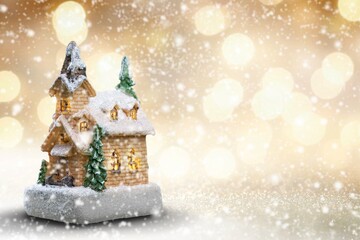 Merry christmas and 2022 happy new year with small toy model house