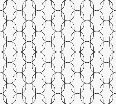Oval seamless pattern stroke vector illustration. Modern monochrome stylish texture