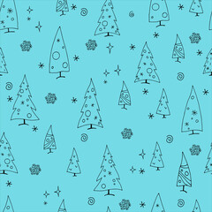 New year winter trees , seamless